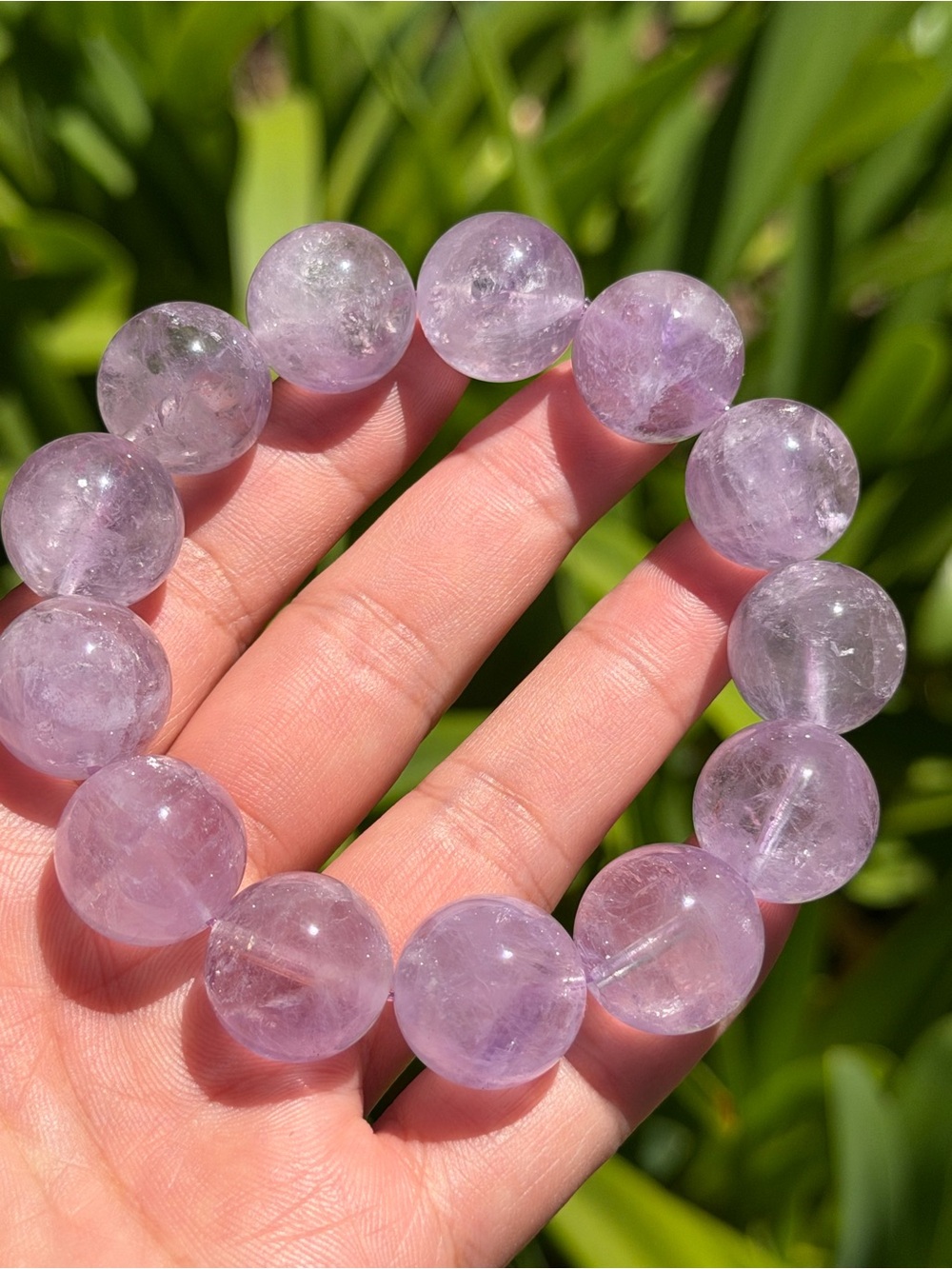 17mm Lavender Amethyst Beaded‎ Stretch Bracelet 1874